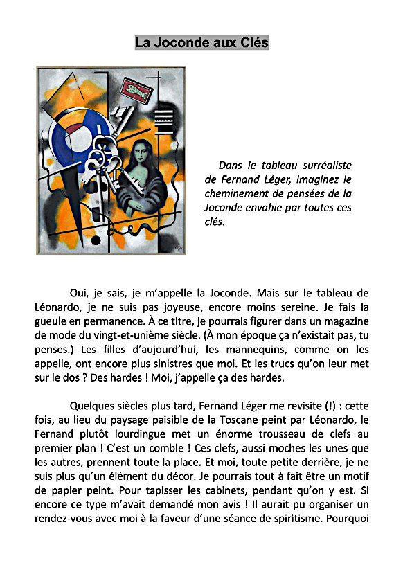 Ephémère La Joconde aux clefs Anne Marie 1