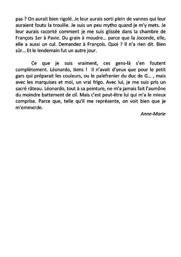 Ephémère La Joconde aux clefs Anne Marie 2